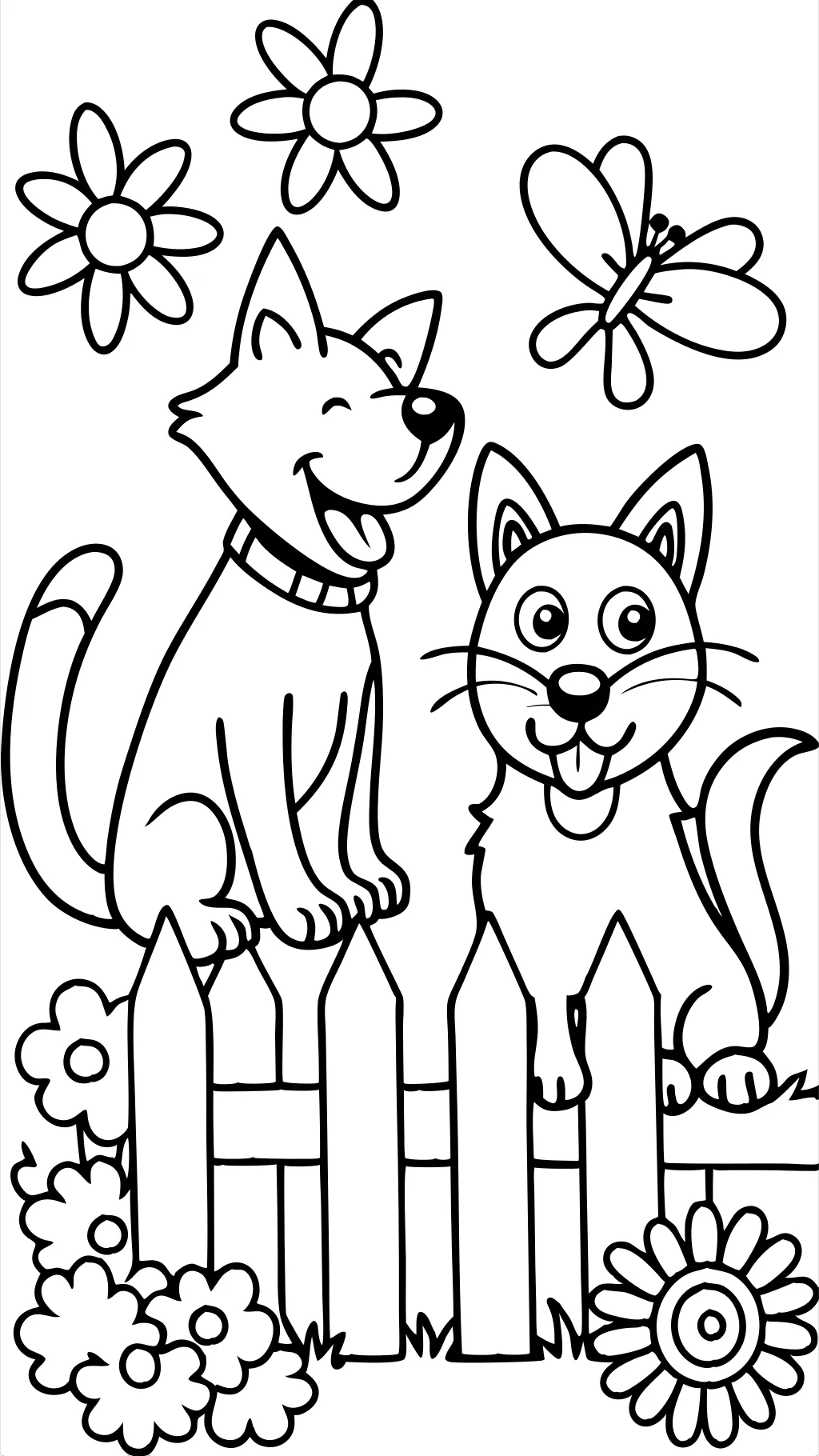 dog and cat coloring page